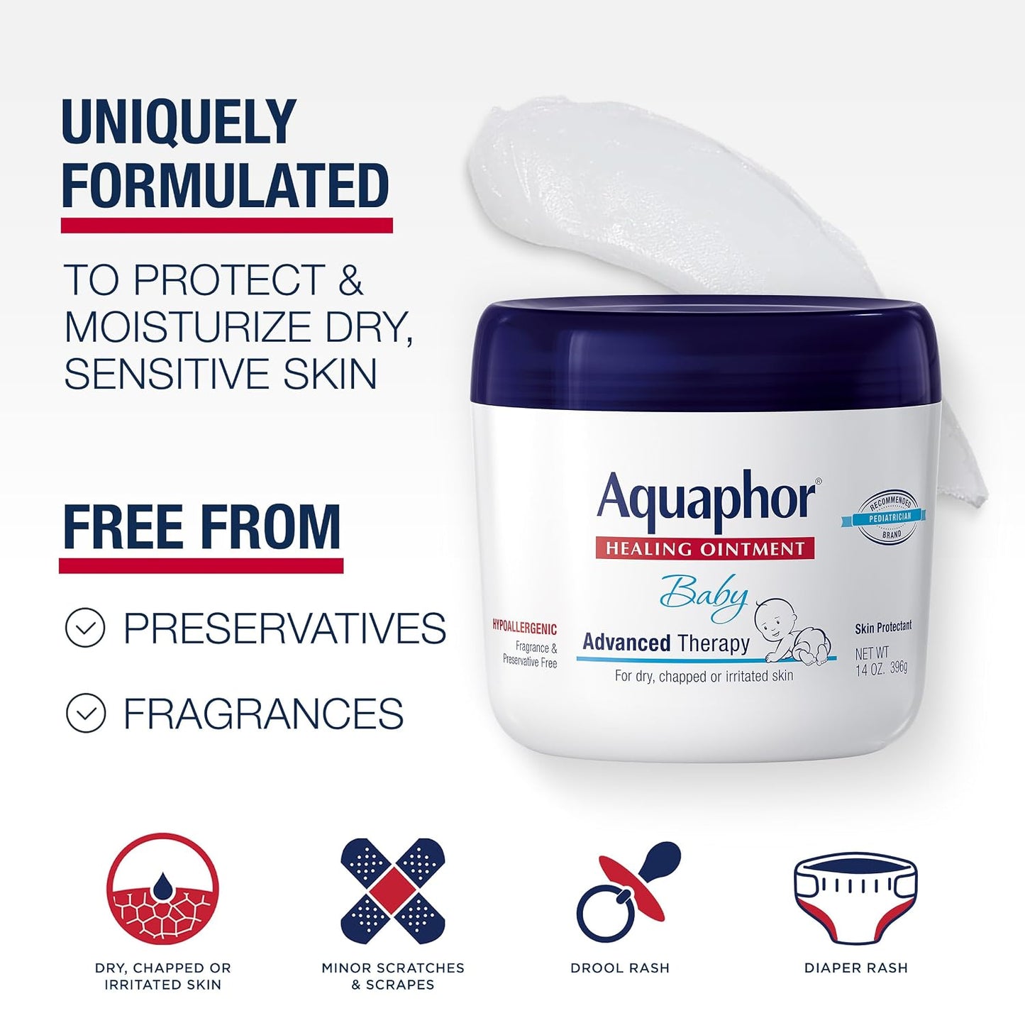 Aquaphor Baby Healing Ointment for Diaper Rash and More, 7 OZ