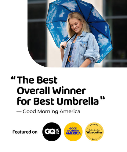 Windproof Travel Umbrella - Compact & Withstands Winds up to 100MPH, Strongest Premium Auto Folding Umbrella for Rain and Sun - Durable, Light & Portable for Women & Men, Fits Backpack & Cars