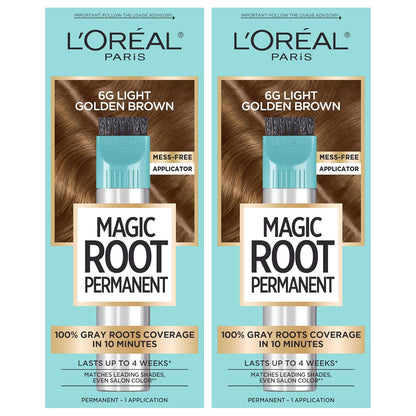 L'Oreal Paris Magic Root Permanent Hair Color Kit, 100% Gray Hair Coverage In Just 10 Minutes, Precision Brush Applicator for Seamless Application, 4 Dark Brown (2 Count)