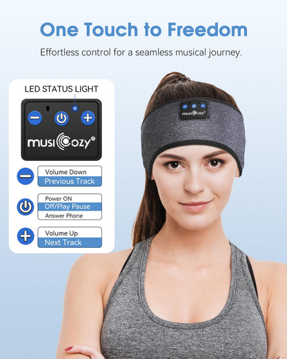 MUSICOZY Sleep Headphones Bluetooth Headband Headphones for Side Sleepers