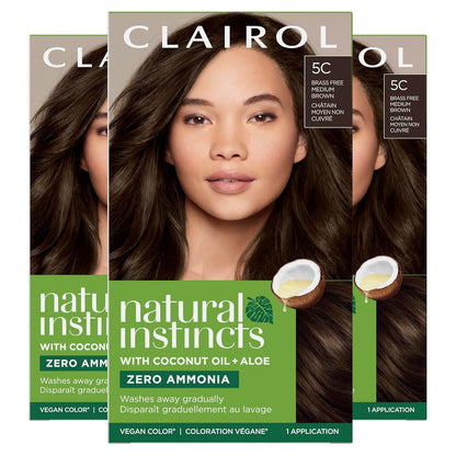 Clairol Natural Instincts Demi-Permanent Hair Dye, 4 Dark Brown | 1 Pack
