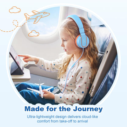 AILIHEN I35 Kids Headphones for School with Mic, 93dB Safe Volume, Orange
