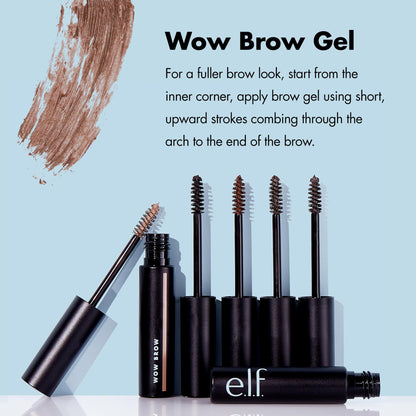 e.l.f. Wow Brow Gel, Volumizing, Buildable, Wax-Gel Hybrid, Creates Full, Voluminous-Looking Brows, Locks Brow Hairs In Place, Deep Brown