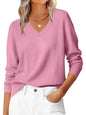 ANRABESS Women’s Fall Long Sleeve V Neck Lightweight Sweaters Top