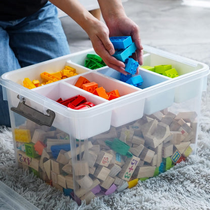 Citylife 6Qt 4Packs Clear Craft Organizers and Storage BOX, Sensory Bins
