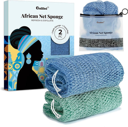 CORATED African Net Sponge with Knots Authentic, Shower Loofah Bath Sponge
