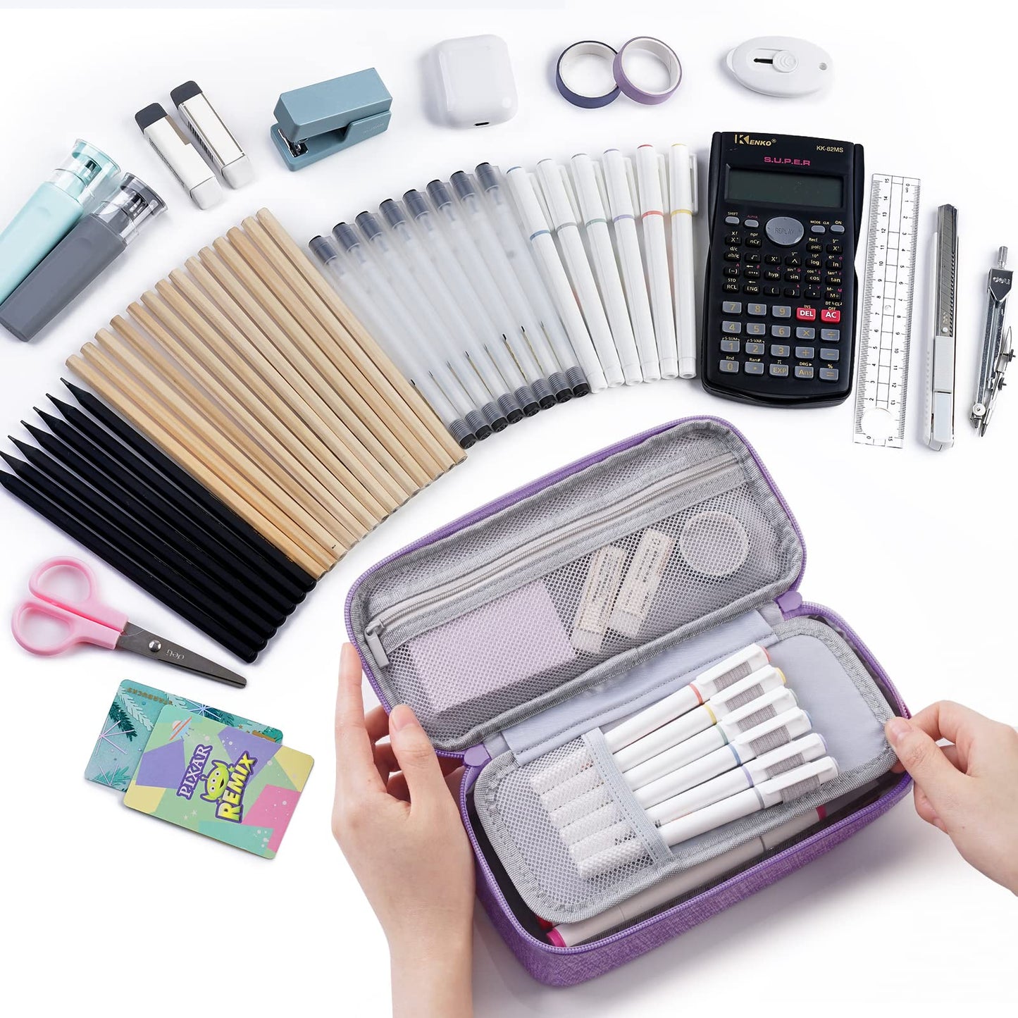 WEMATE Pencil Case, Large Storage Organizer, Makeup Bag, Teacher Must - have, Big Pencil Pouch, Marker Case for College