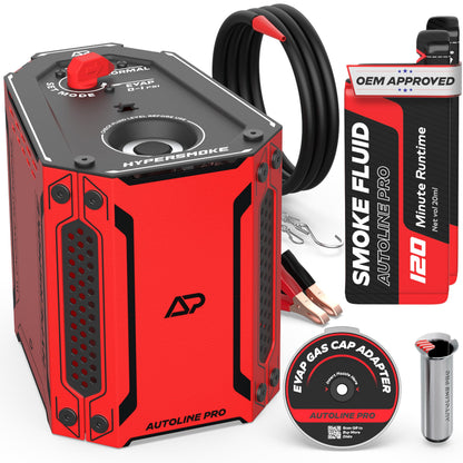 AutoLine Pro HyperSmoke™ Automotive Smoke Machine EVAP Vacuum Leak Tester – Adjustable Pressure – OEM Approved Smoke Fluid – Built-in Air Compressor Motor – Includes Cone and Gas Cap EVAP Adapter.