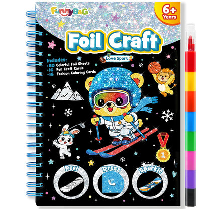 FUNNYB&G Foil Art Craft Kit for Kids, Sparkly Birthday Gift Toy for Boys