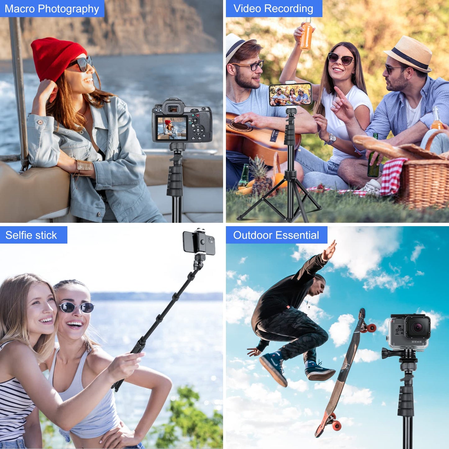 SENSYNE 72" Phone Tripod, Extendable Cell Phone Tripod Stand, Selfie Stick with Wireless Remote and Phone Holder, Compatible with iPhone Android Phone, Camera