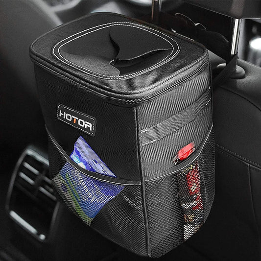 HOTOR Car Trash Can, Leakproof Car Organizer, 2-Gallon, Black