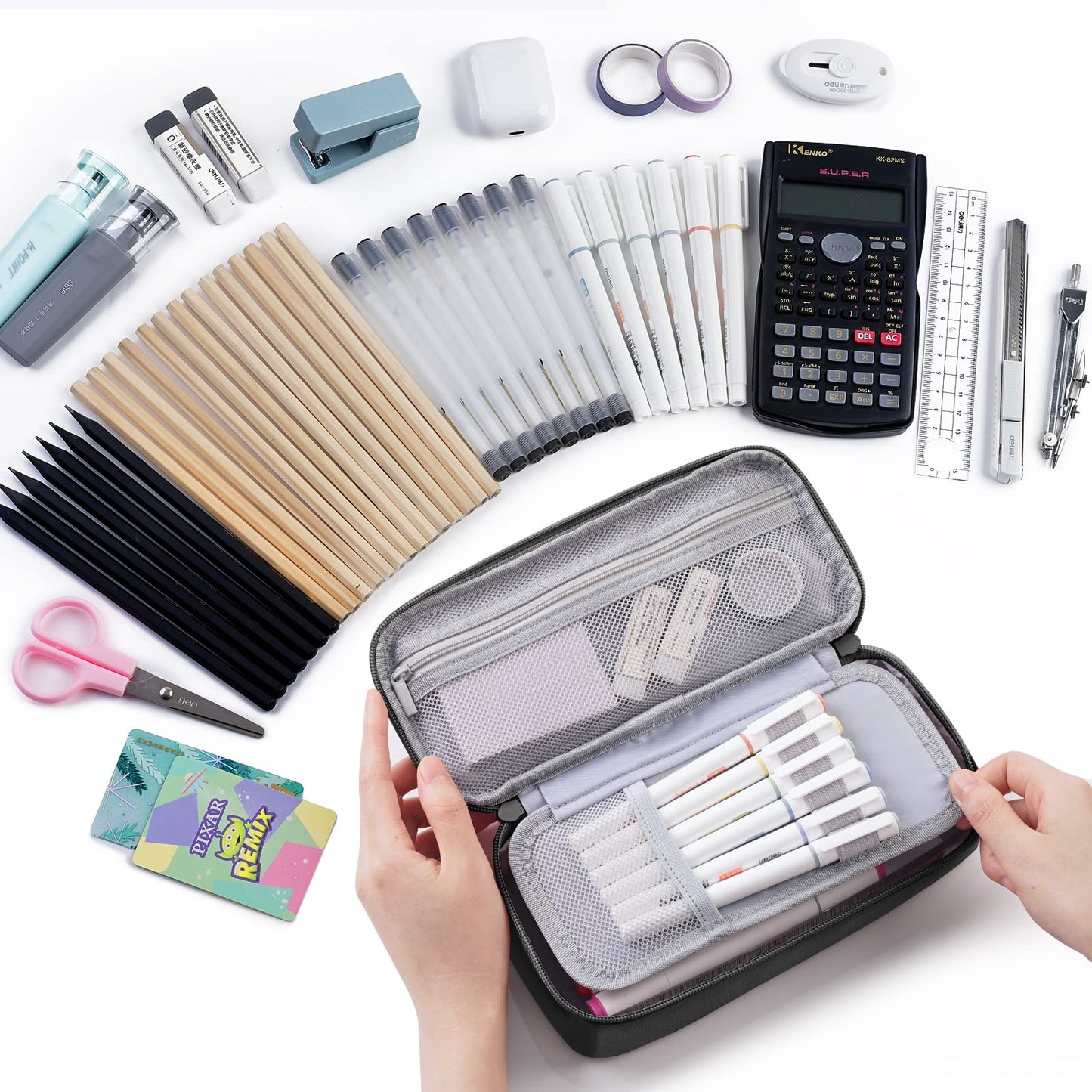 WEMATE Pencil Case, Large Storage Organizer, Makeup Bag, Teacher Must - have, Big Pencil Pouch, Marker Case for College
