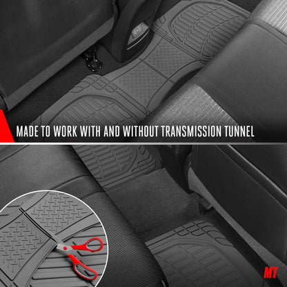 Motor Trend -2 Piece Front Car Floor Mats- Black FlexTough Contour Liners-Deep Dish Heavy Duty Rubber Floor Mats for Car SUV Truck & Van-All Weather Protection, Universal Trim to Fit