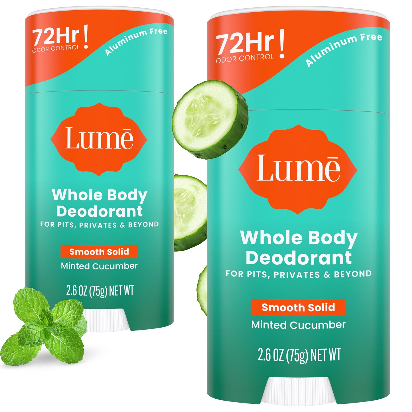 Lume Whole Body Deodorant - Solid Stick - 2.6 oz, 2 pk (Soft Powder)