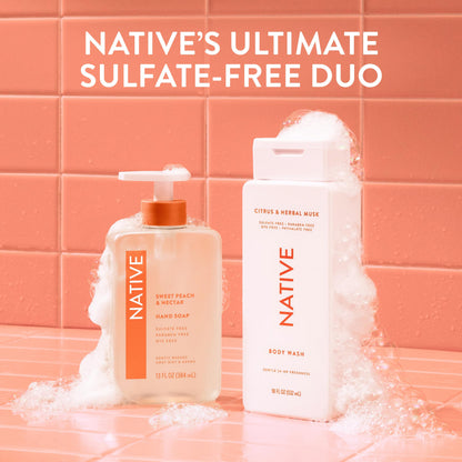 Native Clean Body Wash, Gentle & pH-balanced for Sensitive Skin, 24-Hr Freshness for Women & Men, Vegan & Cruelty-Free, Free of Sulfates, Parabens & Phthalates, Sandalwood & Shea Butter, 36 oz