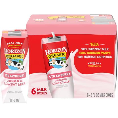 Horizon Organic Shelf Stable Whole Milk Boxes, Pack of 18-8g Protein per Serving