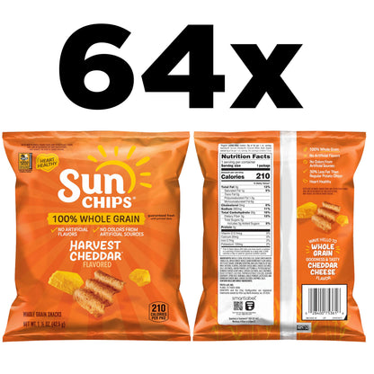 SunChips 100% Whole Grain Chips, Variety Pack, 1 oz Bags, Pack of 40, No Artificial Flavors, Colors