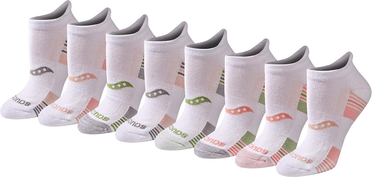 Saucony Women's RunDry Performance Heel Tab Athletic Socks, Available in S-L (8, 16, 24 Pairs)