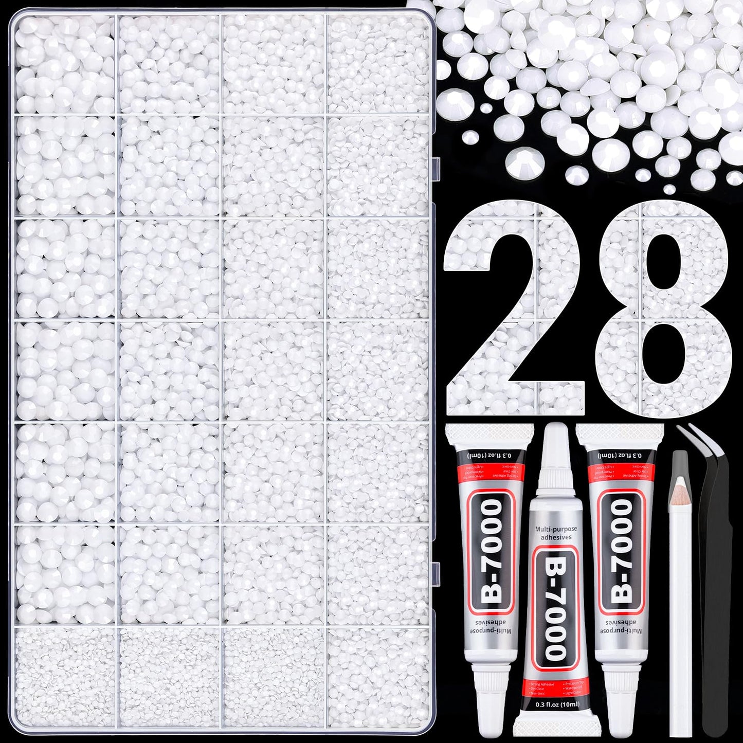Rainbow Flatback Rhinestones for Crafting and 3PCS B7000 Glue (Set 1), 2 Boxes of 4500 PCS Resin Rhinestones Gems Charms for Bedazzling DIY Crafts Tumblers Shoes Fabric Clothing Nail Art