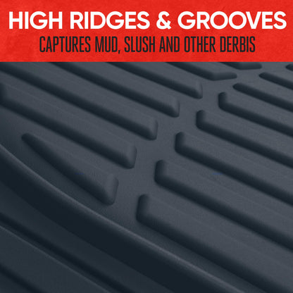 Motor Trend -2 Piece Front Car Floor Mats- Black FlexTough Contour Liners-Deep Dish Heavy Duty Rubber Floor Mats for Car SUV Truck & Van-All Weather Protection, Universal Trim to Fit