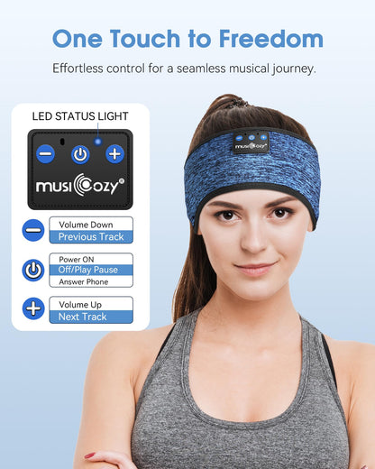 MUSICOZY Sleep Headphones Bluetooth Headband Headphones for Side Sleepers
