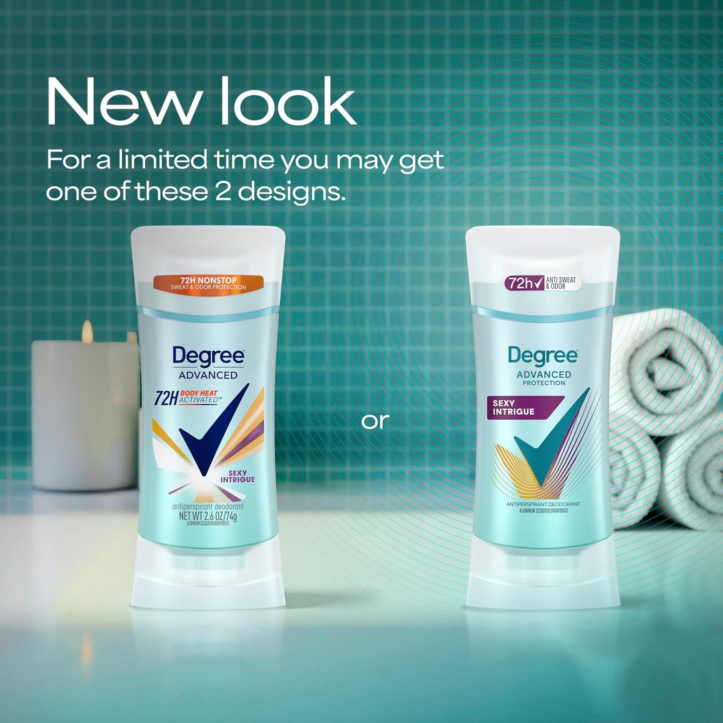 Degree Antiperspirant Deodorant Sexy Intrigue 72-Hour Sweat & Odor Protection Antiperspirant Deodorant For Women with Body Heat Activated Technology 2.6 oz (Pack of 2)