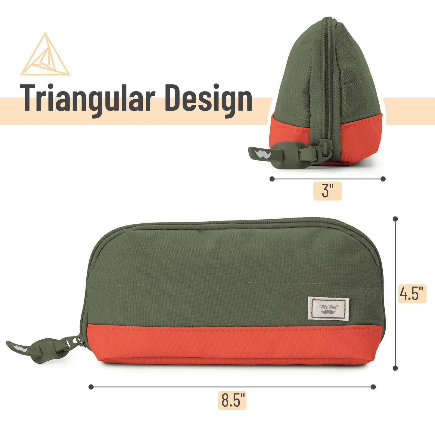 Mr. Pen- Wide-Opening Pencil Case, Triangle Design