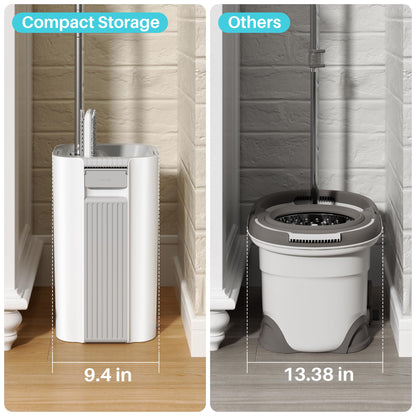 JOYMOOP Wall Mop and Bucket Set, Hands-Free Flat Floor Mop with 3 Washable Microfiber Pads, Wet and Dry Use, Ideal for Home and Commercial Floor Cleaning