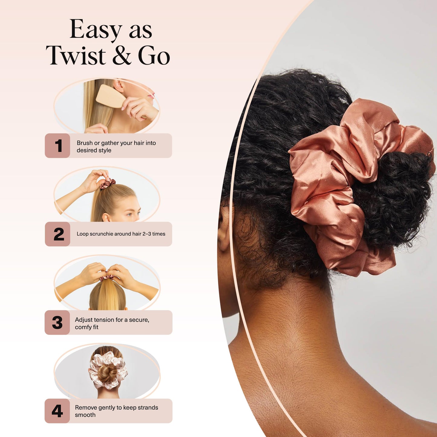 Kitsch Ultra-Petite Satin Scrunchies for Women - Eucalyptus, 6pcs