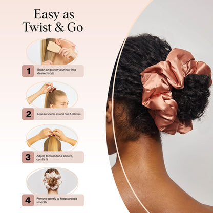 Kitsch Ultra-Petite Satin Scrunchies for Women - Eucalyptus, 6pcs