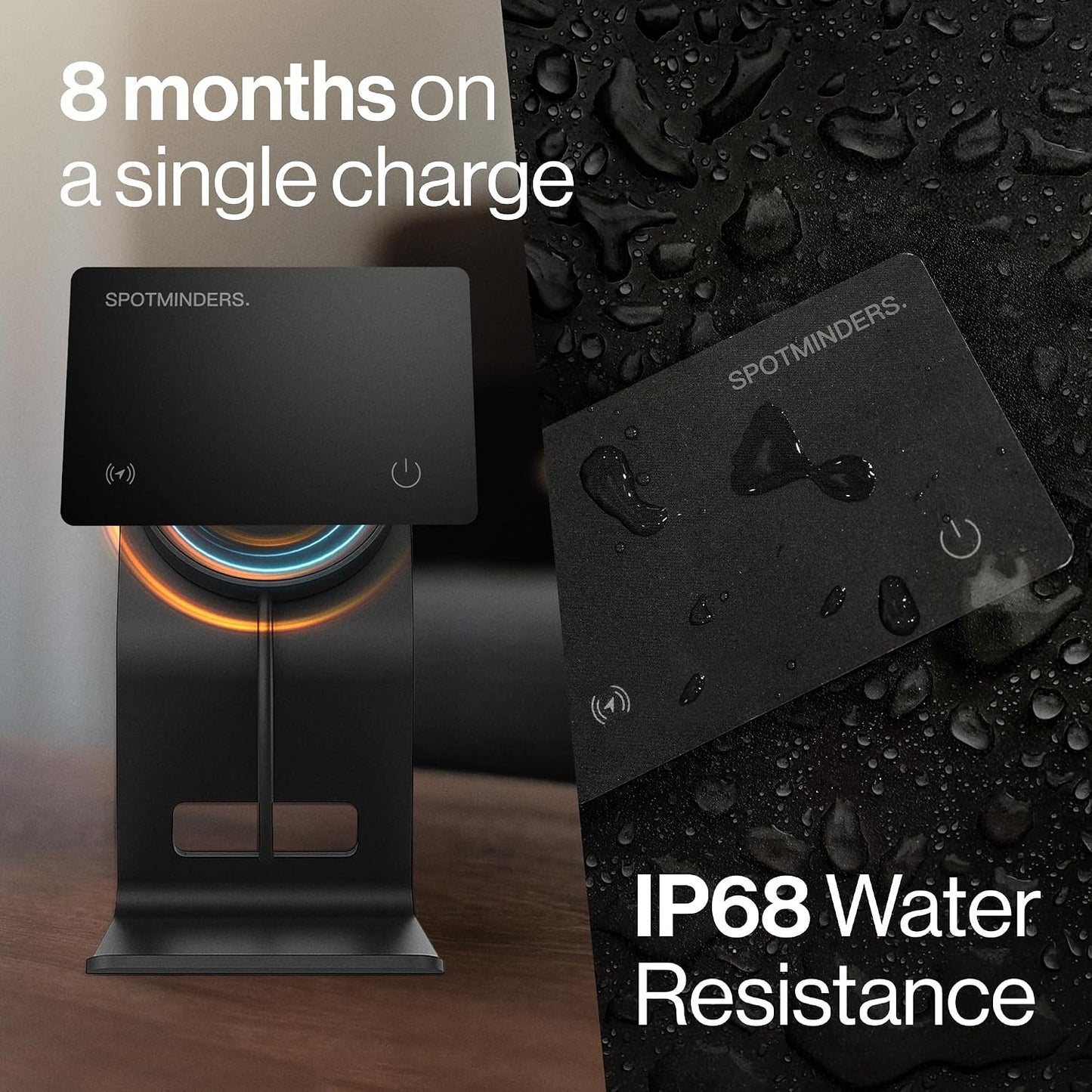 SPOTMINDERS Apple MFi Certified Wallet Tracking Card Black 4-Pack Travel Gifts for Him Works with Apple Find My Rechargeable Tracker IP68 Waterproof 0.07" Slim iPhone Item Finder for Luggage Passport