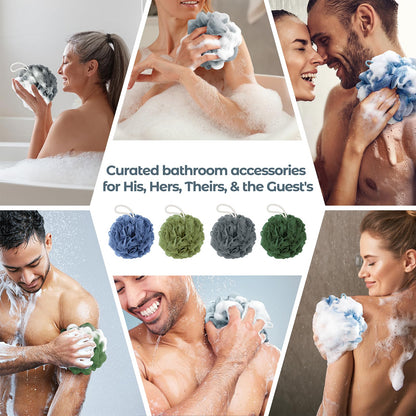 Rnoafmu Shower Loofah Bath Sponge, 60G Exfoliating Body Scrubber 4 Pack
