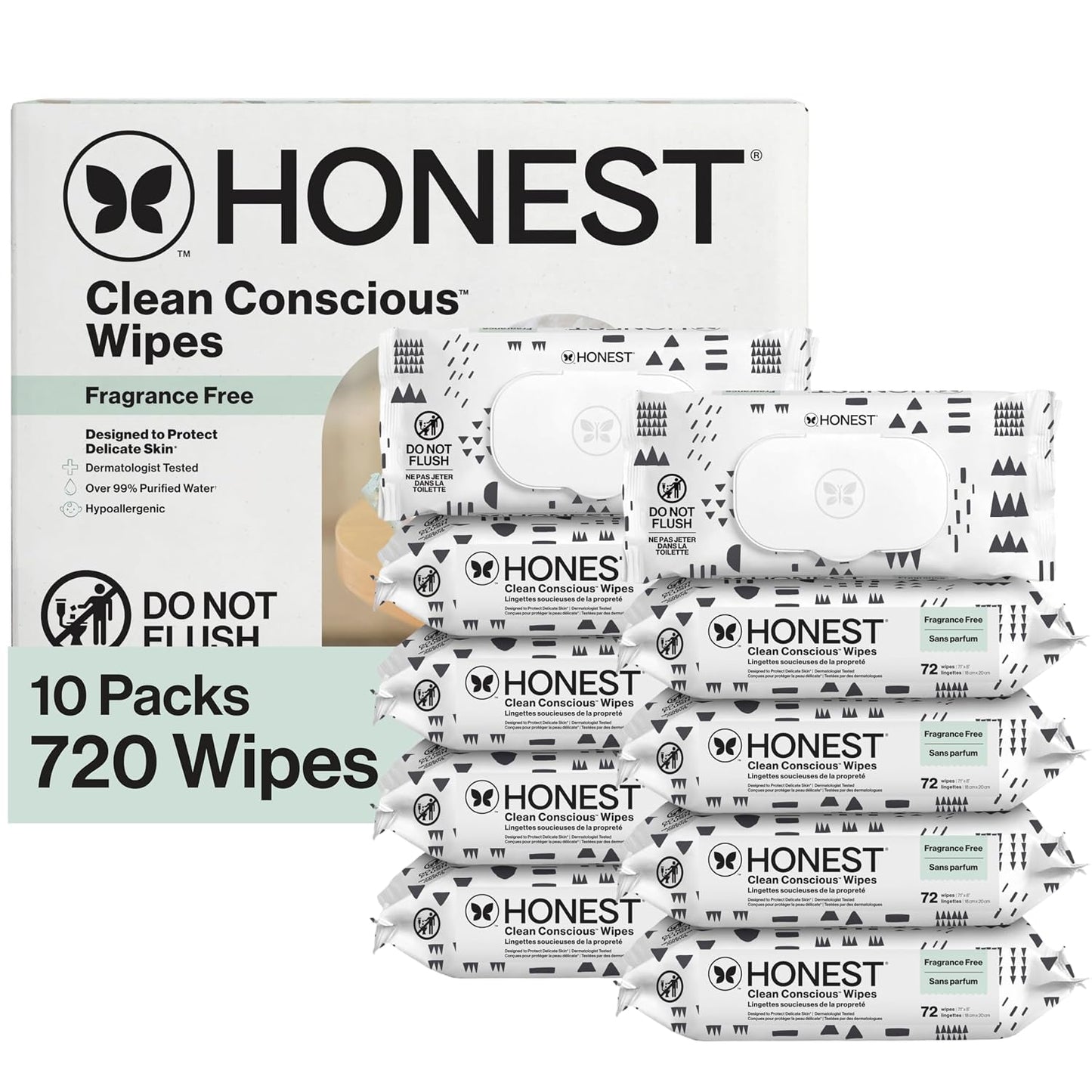 The Honest Company Multi-Use Baby Wipes, Pattern Play, 720 Count