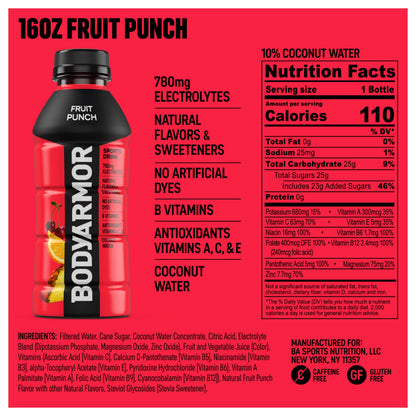 BODYARMOR Sports Drink, Strawberry Banana, Electrolyte Drink Hydration, 12 Fl Oz Bottles (8 Pack), Flavored Coconut Water with B Vitamins & Antioxidants