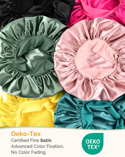 YANIBEST Adjustable Silk Bonnet for Sleeping Women Double Layer Satin Bonnet Reduce Friction Prevent Frizz Curly Hair