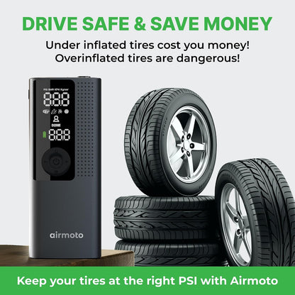 Airmoto Tire Inflator Portable Air Compressor for Cars, Bikes and Bicycles