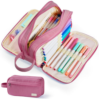 Sooez High Capacity Pencil Case, Soft Corduroy Pencil Pouch