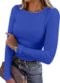 ANRABESS Women Long Sleeve Shirts Ribbed Fitted Tops