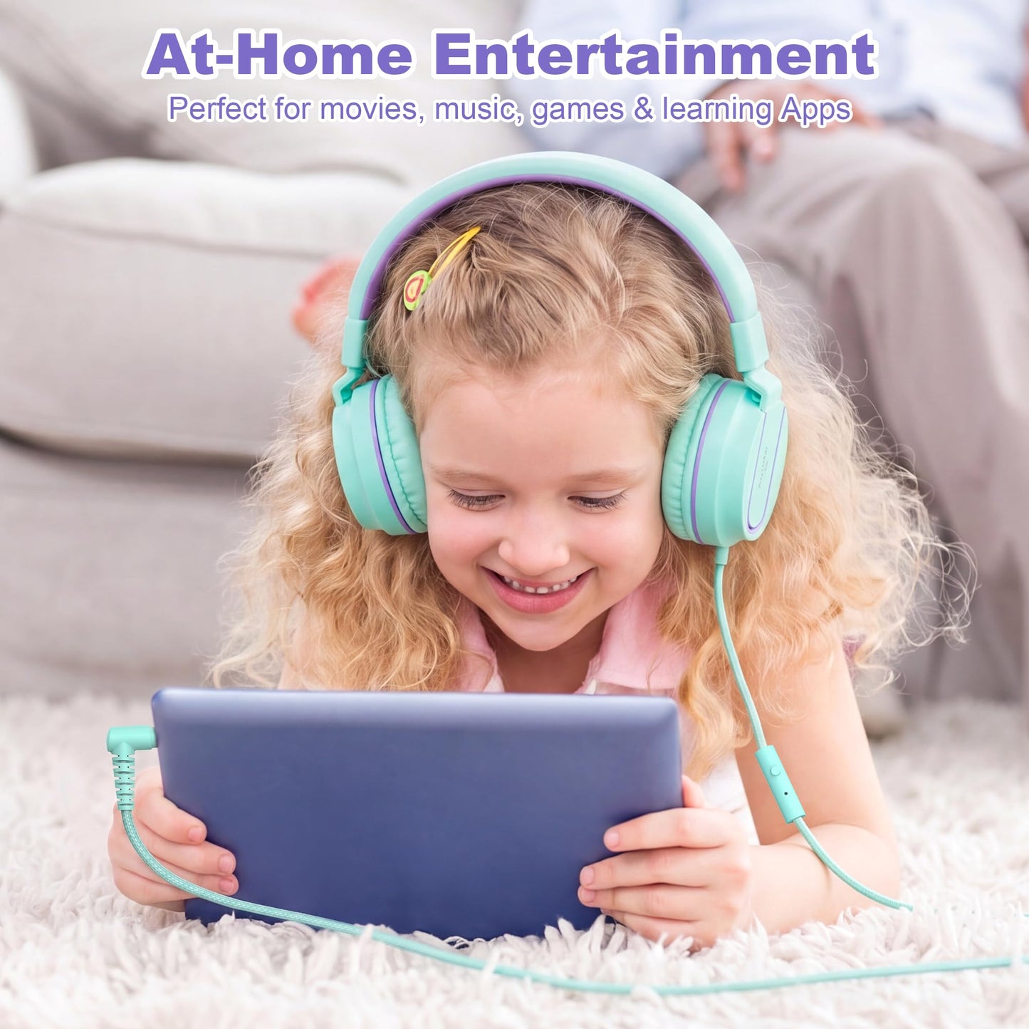 AILIHEN I35 Kids Headphones for School with Mic, 93dB Safe Volume, Orange