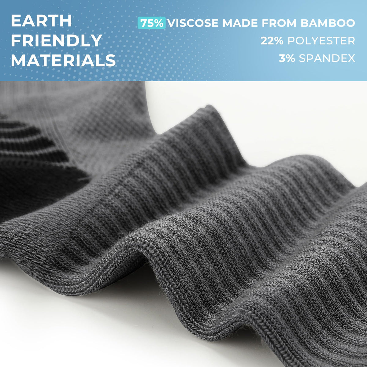 BAMBOO COOL Men's Crew Socks Athletic Cushioned Moisture Wicking 6 Pairs