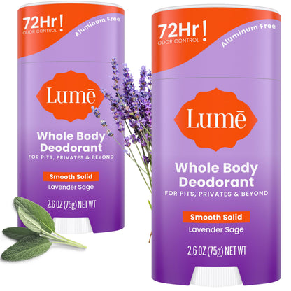 Lume Whole Body Deodorant - Solid Stick - 2.6 oz, 2 pk (Soft Powder)