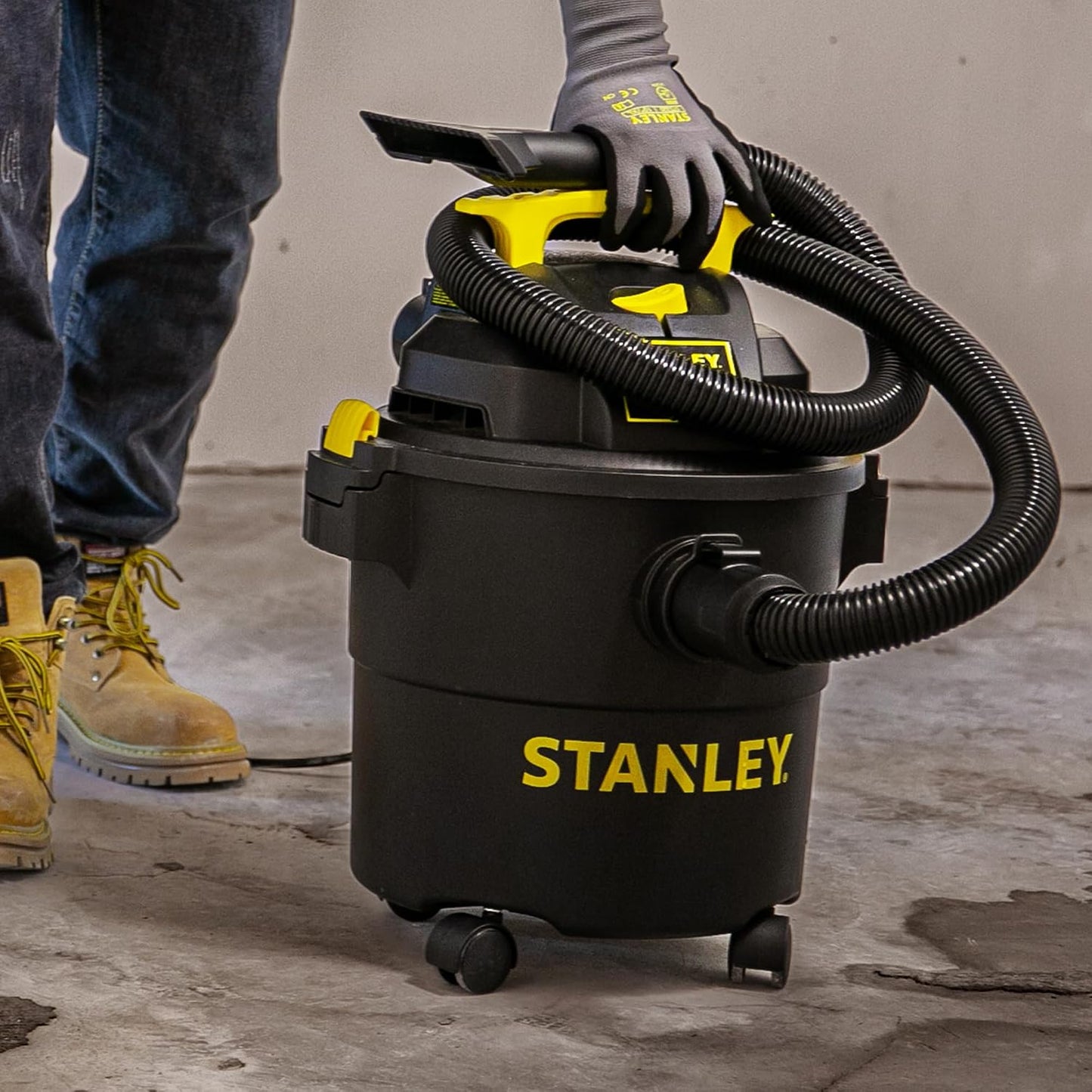 STANLEY Shop Vac SL18115P, 5 Gallon Peak 4 Horsepower Wet Dry Vacuums, Blower 3 in 1 Functions 15 Feet Cleaning Range for Garage, Carpet Clean, Shop Cleaning, Car Detailing with Attachments