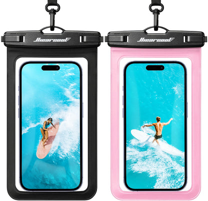 Hiearcool Waterproof Phone Pouch, Waterproof Phone Case, Black&Green 2-Pack