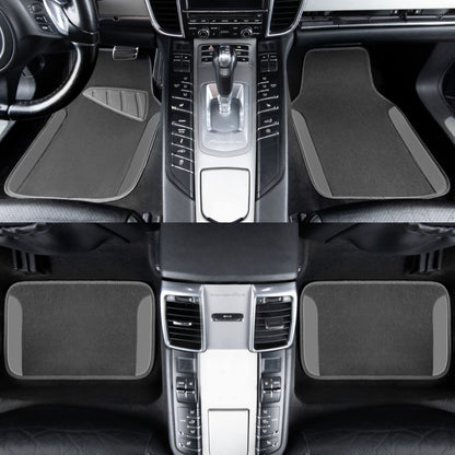 CAR PASS Waterproof Universal Fit Car Floor Mats, Faux Leather Car Carpet Mats, Black Car Mats with Anti-Slip Nibbs Backing & Driver Heel Pad Fit for SUV,Vans,sedans, Trucks,Set of 4pcs(All Black)