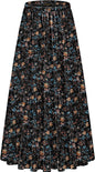 NASHALYLY Women's Chiffon Elastic High Waist Pleated A-Line Maxi Skirts