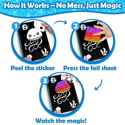 FUNNYB&G Foil Art Craft Kit for Kids, Sparkly Birthday Gift Toy for Boys