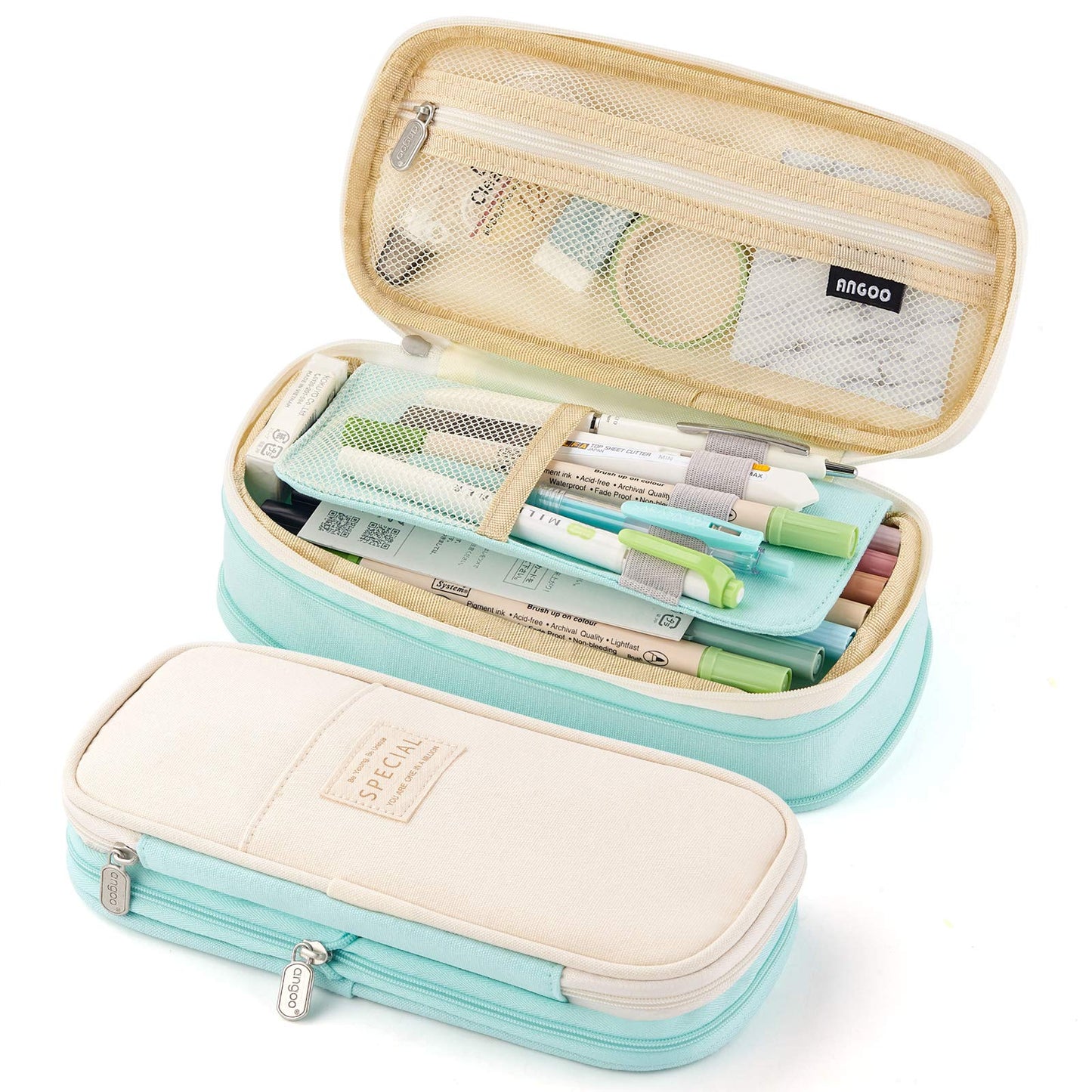 EASTHILL Big Capacity Pencil Pen Case Office College School Large Storage High Capacity Bag Pouch Holder Box Organizer Blue (Pink)