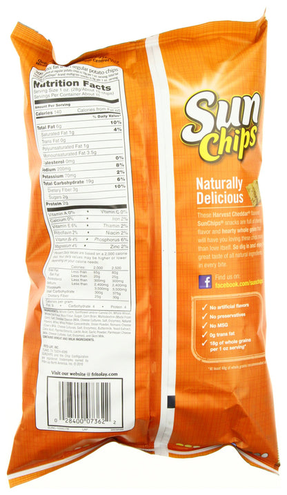 SunChips 100% Whole Grain Chips, Variety Pack, 1 oz Bags, Pack of 40, No Artificial Flavors, Colors