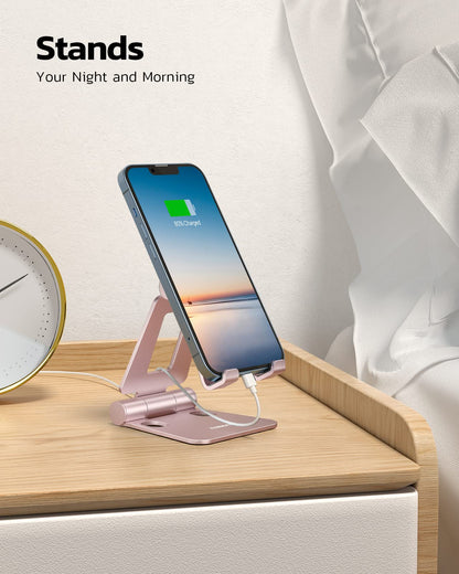 Nulaxy Full Aluminum Dual Folding Cell Phone Stand for Desk, Black