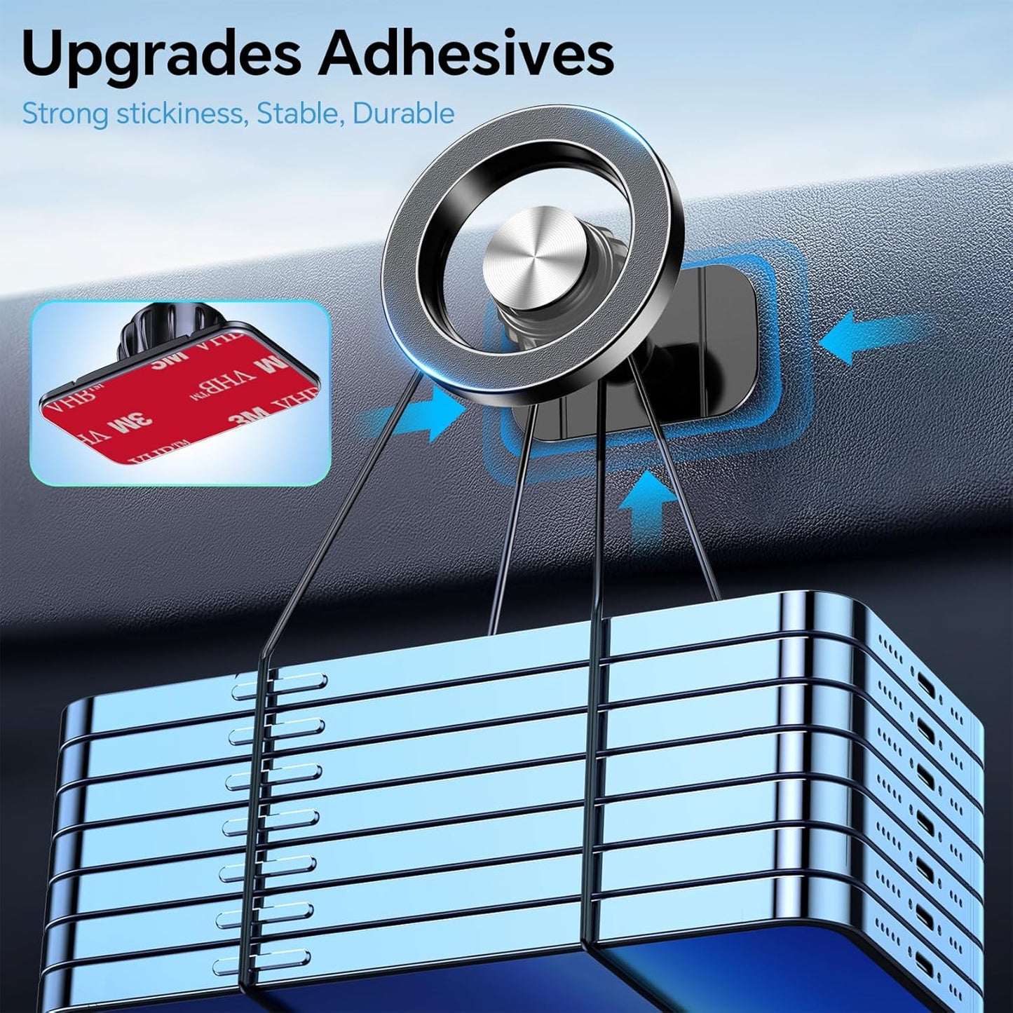 for iPhone Magsafe car Mount【20 Strong Magnets】Magnetic Phone Holder for Car Dashboard【360° Rotation】Hands Free Car Phone Holder Mount Dash Fit iPhone 15 14 13 12 Pro Max Plus MagSafe Car Accessories